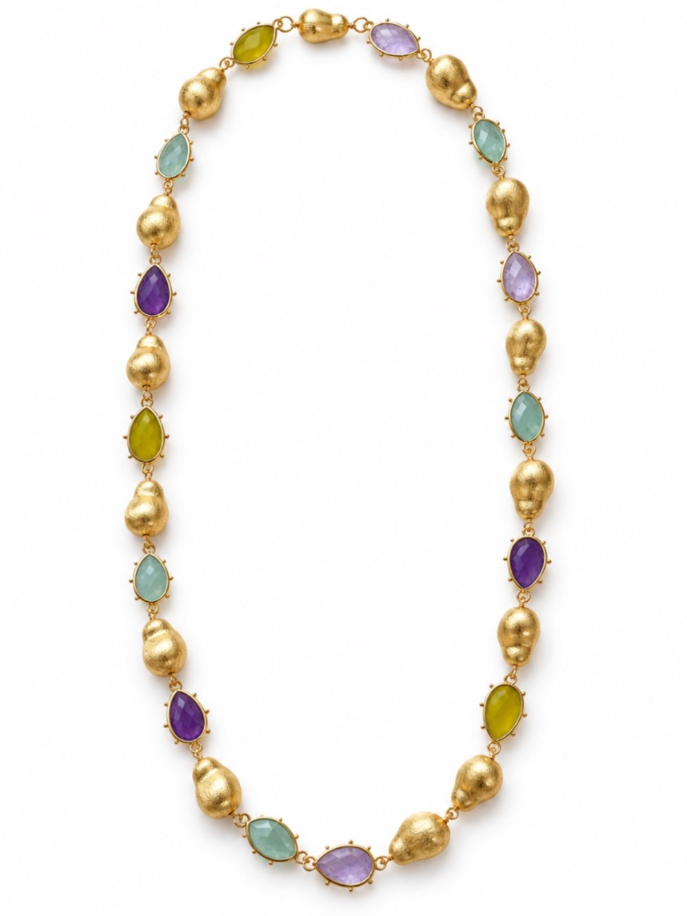 NWT 34" Agate, Jade, Quartz & Amethyst Statement Necklace